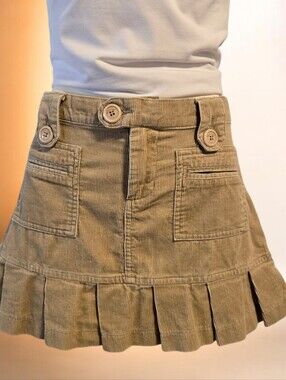 Mossimo Beige Corduroy Pleated Mini Skirt Size M